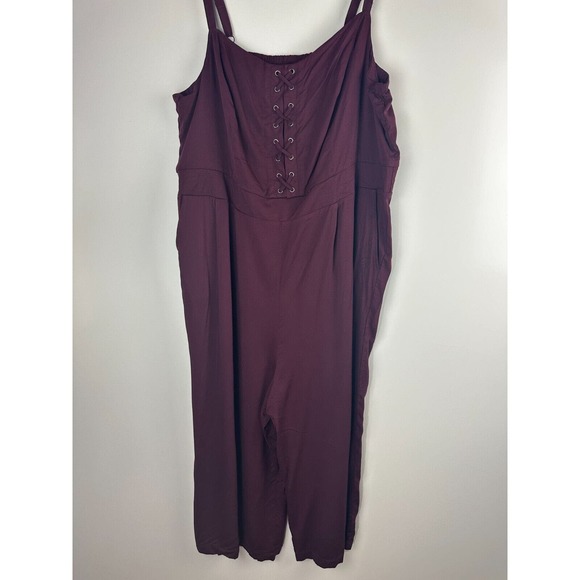 NWT Torrid Challis Lace Up Culotte Jumpsuit Burgundy Winetasting Plus Size 3 3X - Picture 14 of 16